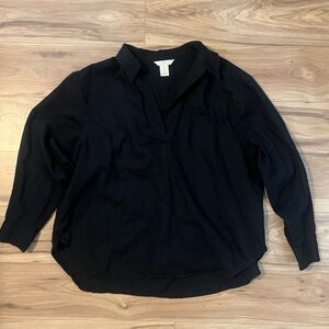 H&M Linen Blend Black Top